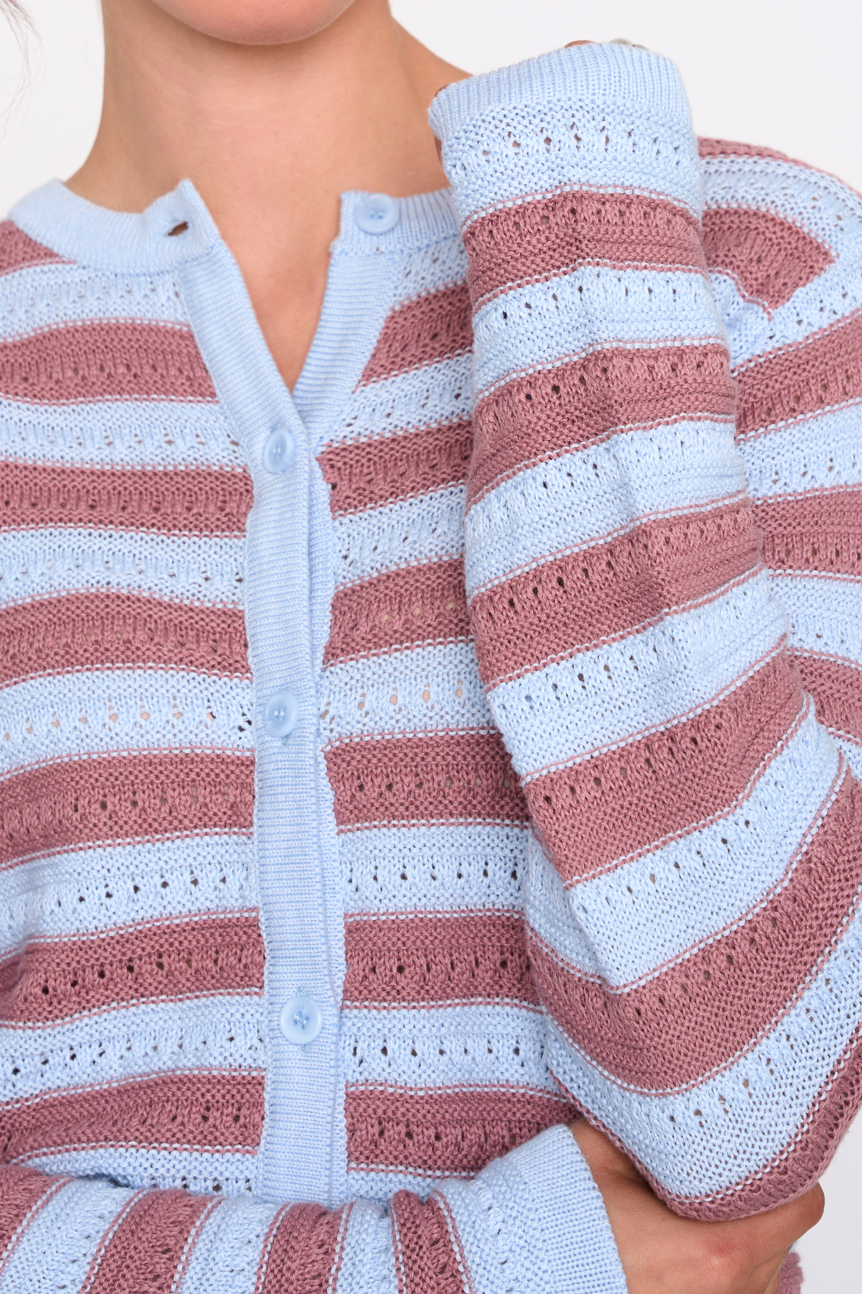 24 Colours Strickjacke Blau Pink gestreift