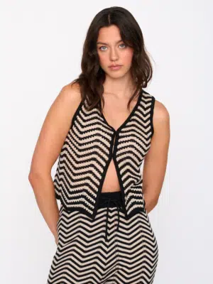 24 Colours Westentop Schwarz Weiß Zick-Zack