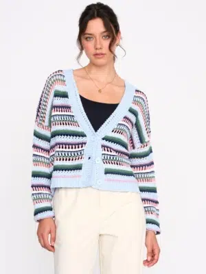 24 Colours Strickjacke Blau gestreift