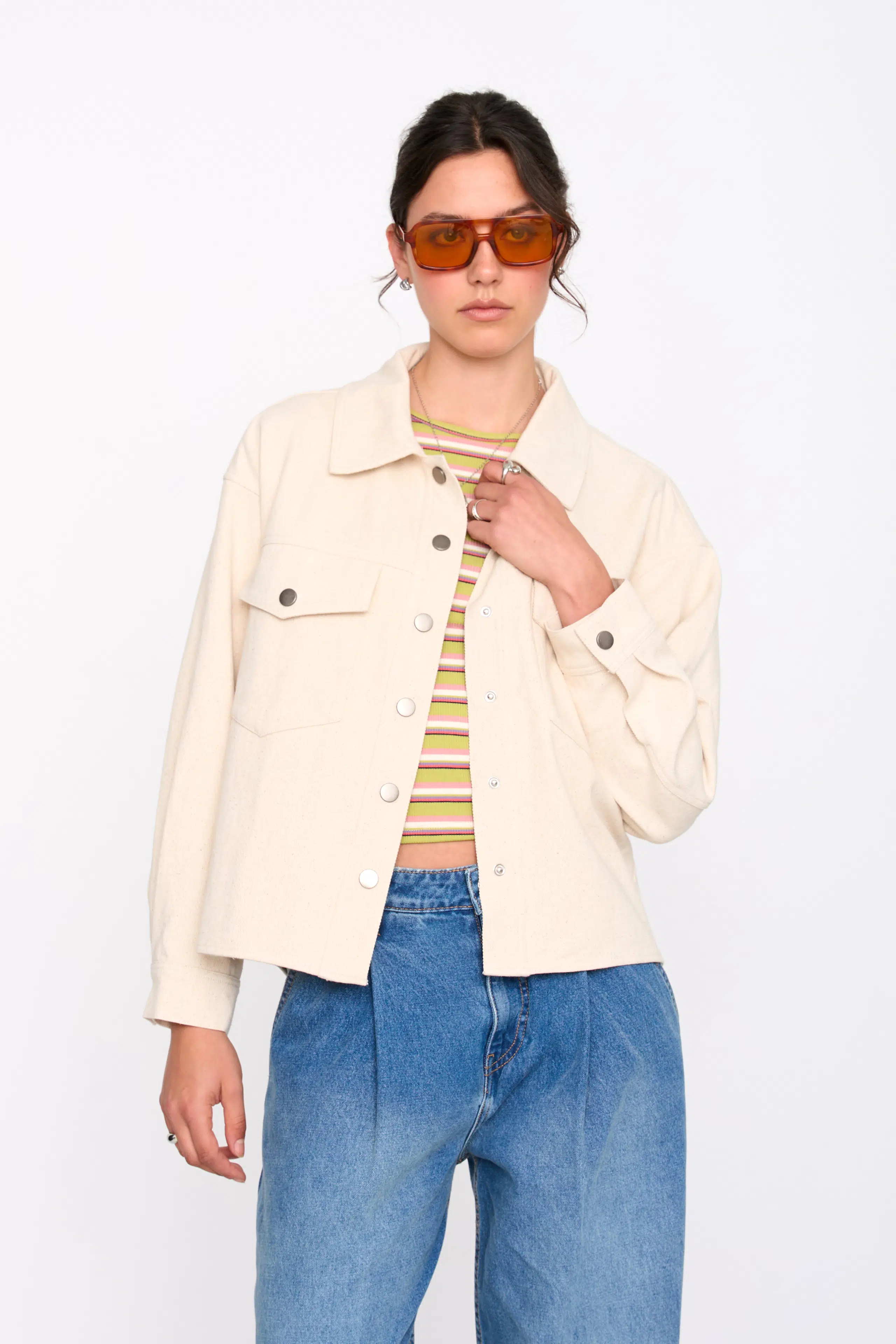 24 Colours Jeansjacke Beige