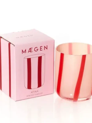 Maegen Glas Atina Rosa Rot gestreift