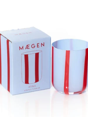 Maegen Glas Atina Blau Rot gestreift
