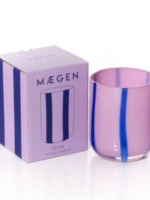 Maegen Glas Atina Flieder Marineblau gestreift