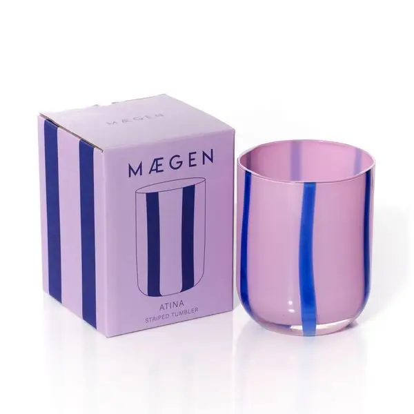 Maegen Glas Atina Flieder Marineblau gestreift