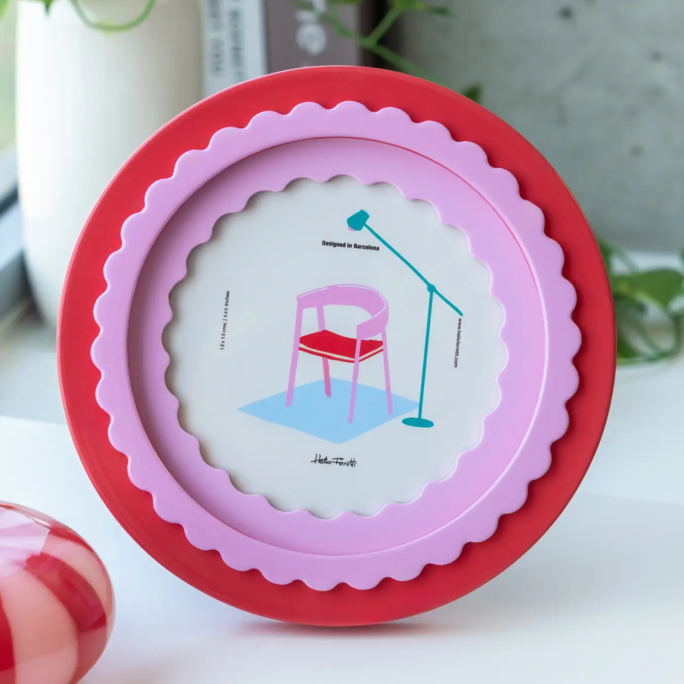 Helio Ferretti Bilderrahmen Rot Rund Glänzend