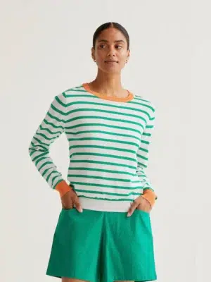 Compania Fantastica Strickpullover Grün Weiß gestreift