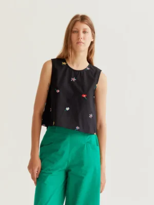 Compania Fantastica Top Schwarz mit Blumen