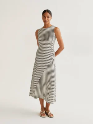 Compania Fantastica Maxikleid Schwarz Weiß gestreift