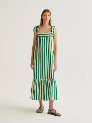 Compania Fantastica Maxikleid Grün mit Streifenv