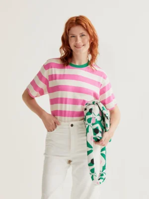 Compania Fantastica T-Shirt Pink Weiß gestreift