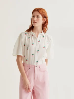 Compania Fantastica Bluse Weiß mit Kirschen