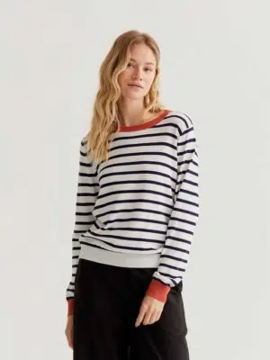 Compania Fantastica Strickpullover Navy Weiß gestreift