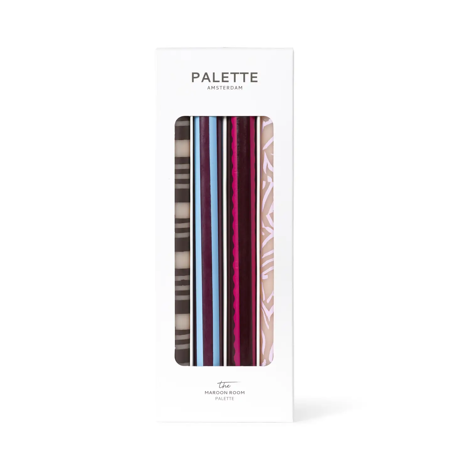 Palette Amsterdam Kerzen bedruckt Maroon Room 4er Pack