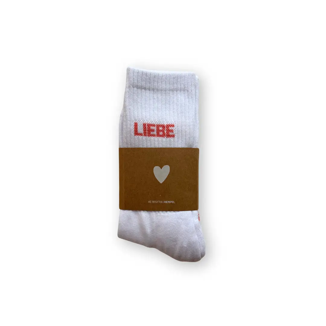 HERR&FRAUHEMPEL Socken Love weiß coral