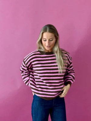 Mindtraveler Strickpullover Pia Braun und Rosa