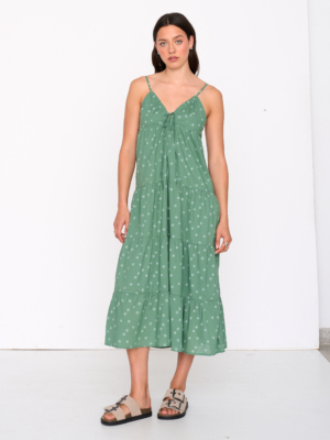 24 Colours Kleid Grün mit Spaghettiträger