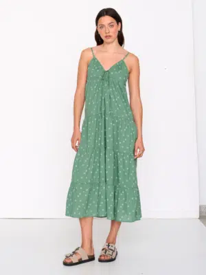 24 Colours Kleid Grün mit Spaghettiträger