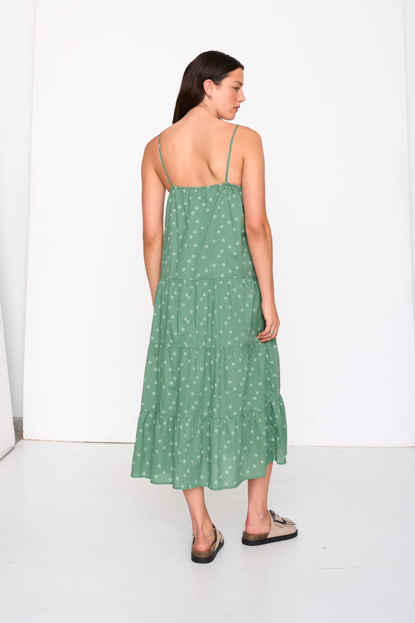 24 Colours Kleid Grün mit Spaghettiträger