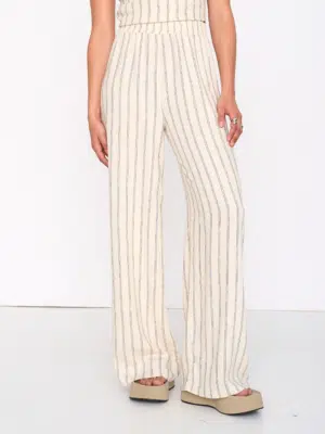 24 Colours Hose Beige Nadelstreifen mit Gummibund