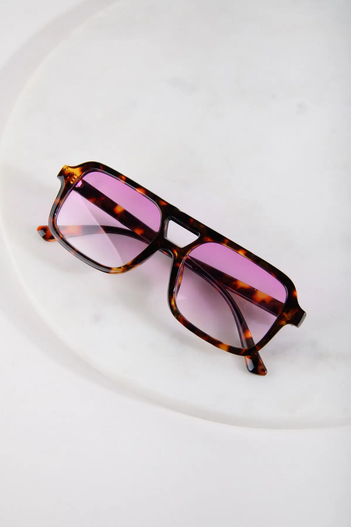 24 Colours Sonnenbrille Retro Tortoise mit Pinkem Glas