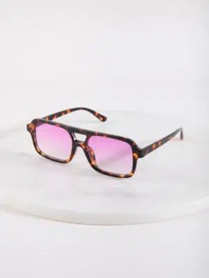 24 Colours Sonnenbrille Retro Tortoise mit Pinkem Glas