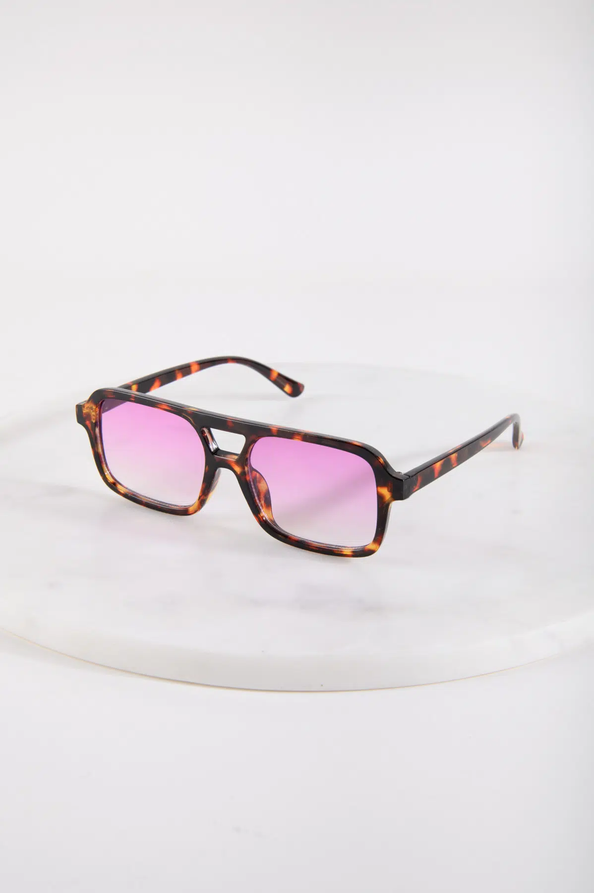 24 Colours Sonnenbrille Retro Tortoise mit Pinkem Glas