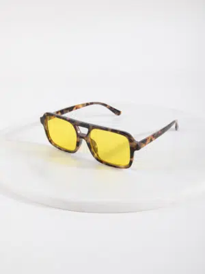 24 Colours Sonnenbrille Retro Tortoise mit Gelben Glas