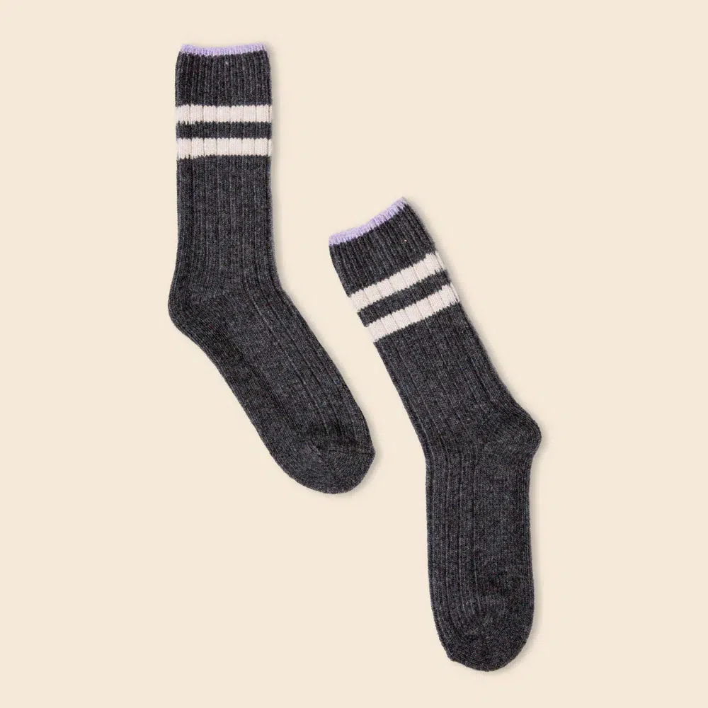 Popeia Dicke Socken aus Wolle Grau