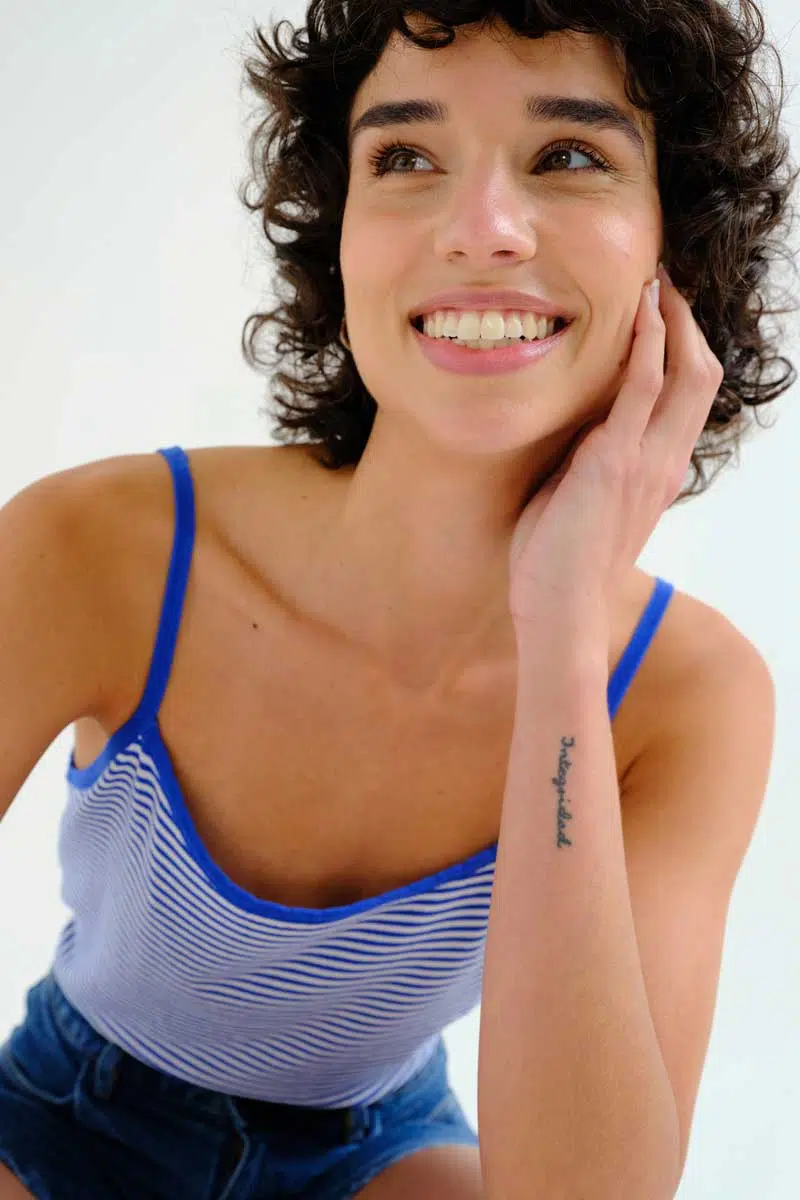 Compania Fantastica Top Blau Weiß gestreift