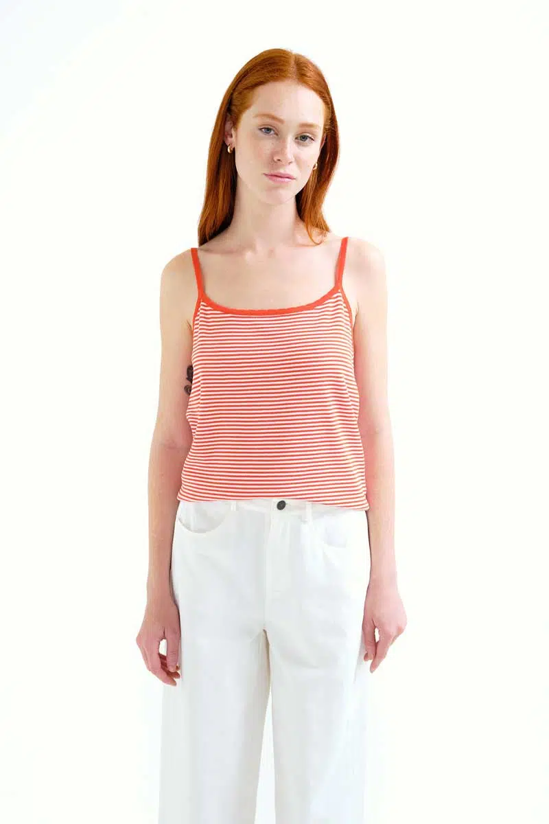 Compania Fantastica Top Orange Weiß gestreift