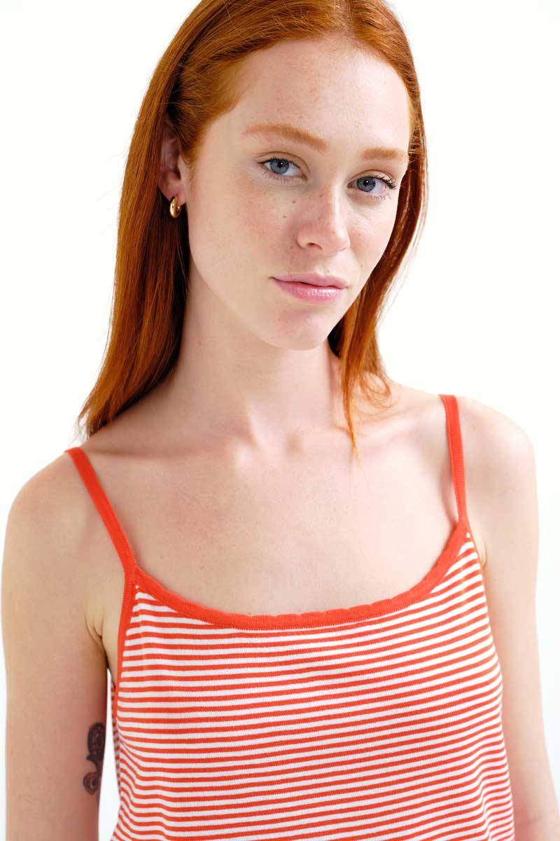 Compania Fantastica Top Orange Weiß gestreift Compania Fantastica Top Orange Weiß gestreift
