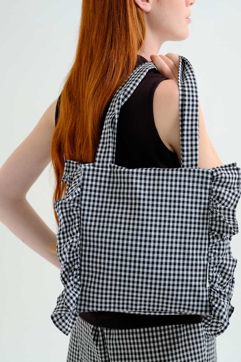 Compania Fantastica Rüschen-Totebag im Karo-Look