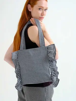 Compania Fantastica Rüschen-Totebag im Karo-Look