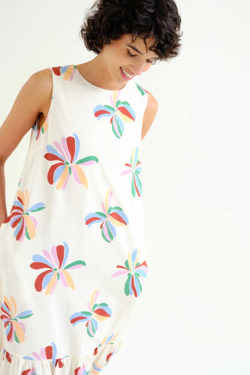 Compania Fantastica Maxikleid Beige mit Blumen Compania Fantastica Maxikleid Beige mit Blumen