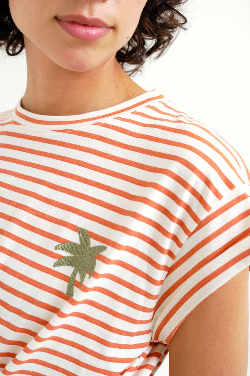 Compania Fantastica T-Shirt Weiß Braun mit Palme