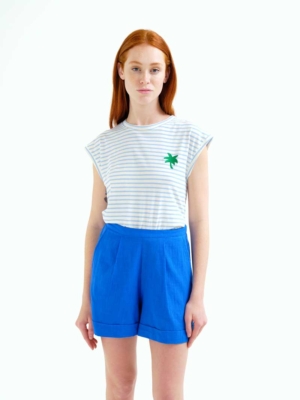 Compania Fantastica T-Shirt Weiß Blau mit Palme