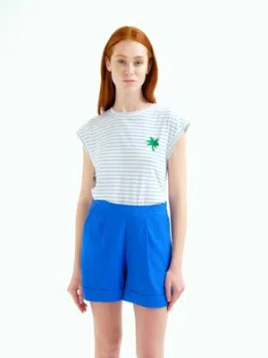 Compania Fantastica T-Shirt Weiß Blau mit Palme