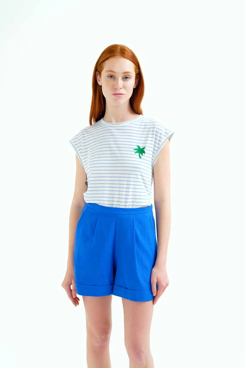 Compania Fantastica T-Shirt Weiß Blau mit Palme