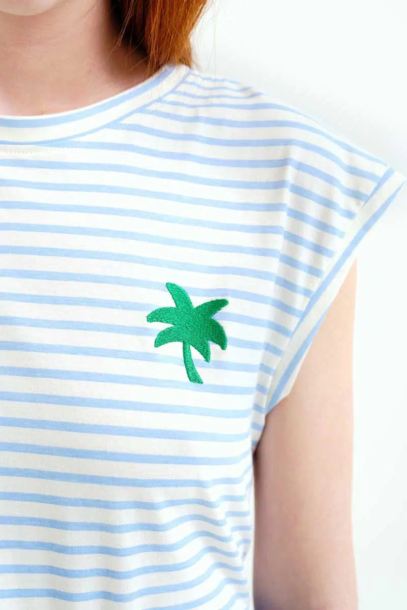 Compania Fantastica T-Shirt Weiß Blau mit Palme