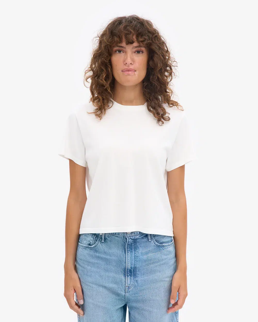 Colourful Standard Organic Boxy Crop Tee Optical White