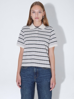 Dr.Denim Jade SS Polo Ecru Stripe