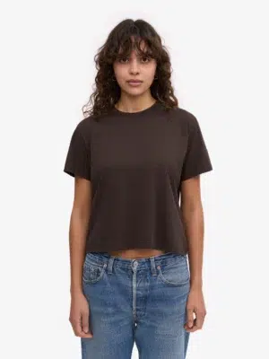 Colourful Standard Organic Boxy Crop Tee Coffee Brown