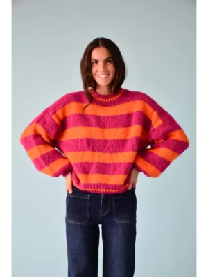 Mindtraveler Strickpullover Aura Bougainvillea und Orange