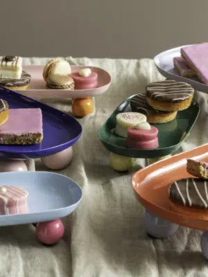 No Cream Tablett Present Time Double Funky Oval Blau Rosa