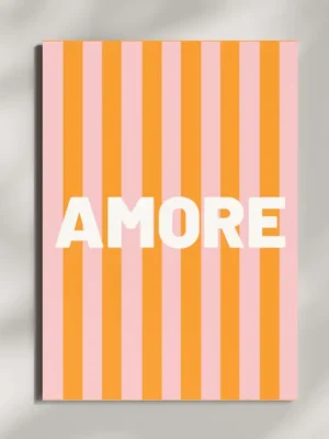 HERR&FRAUHEMPEL Postkarte - AMORE orange rosa stripes