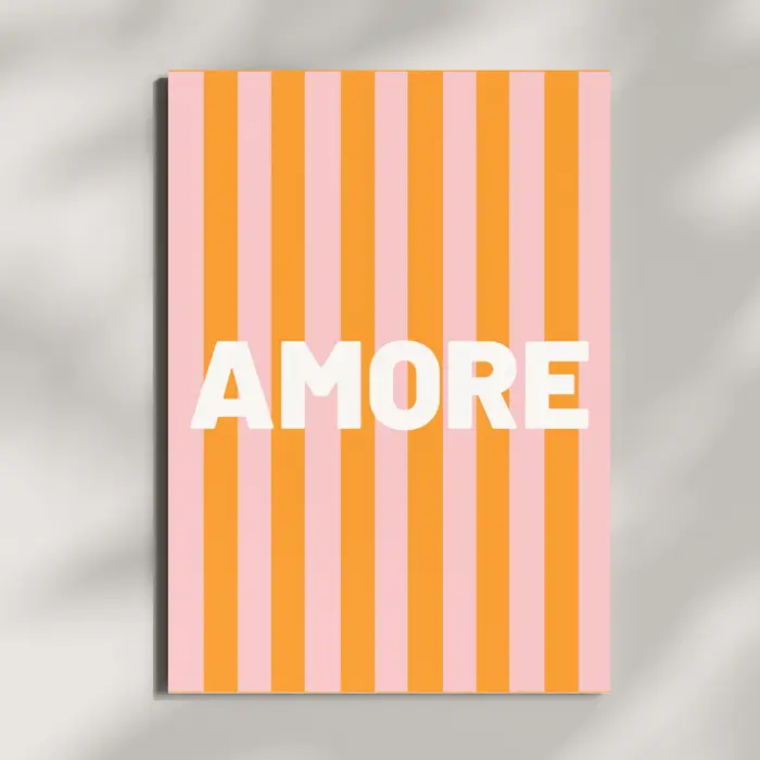 HERR&FRAUHEMPEL Postkarte - AMORE orange rosa stripes