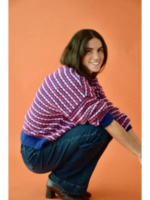 Mindtraveler Strickpullover Anna Rosa und Blau