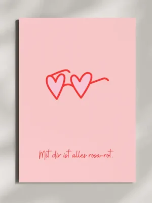 HERR&FRAUHEMPEL Postkarte - Mit dir ist alles rosa-rot