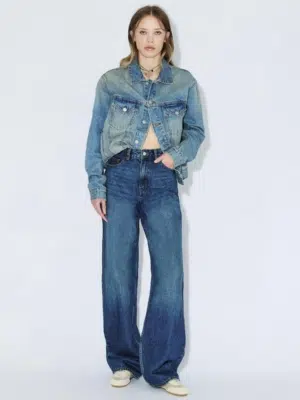 Dr.Denim Jeans Donna High Relaxed Stream Dark Fade Vintage