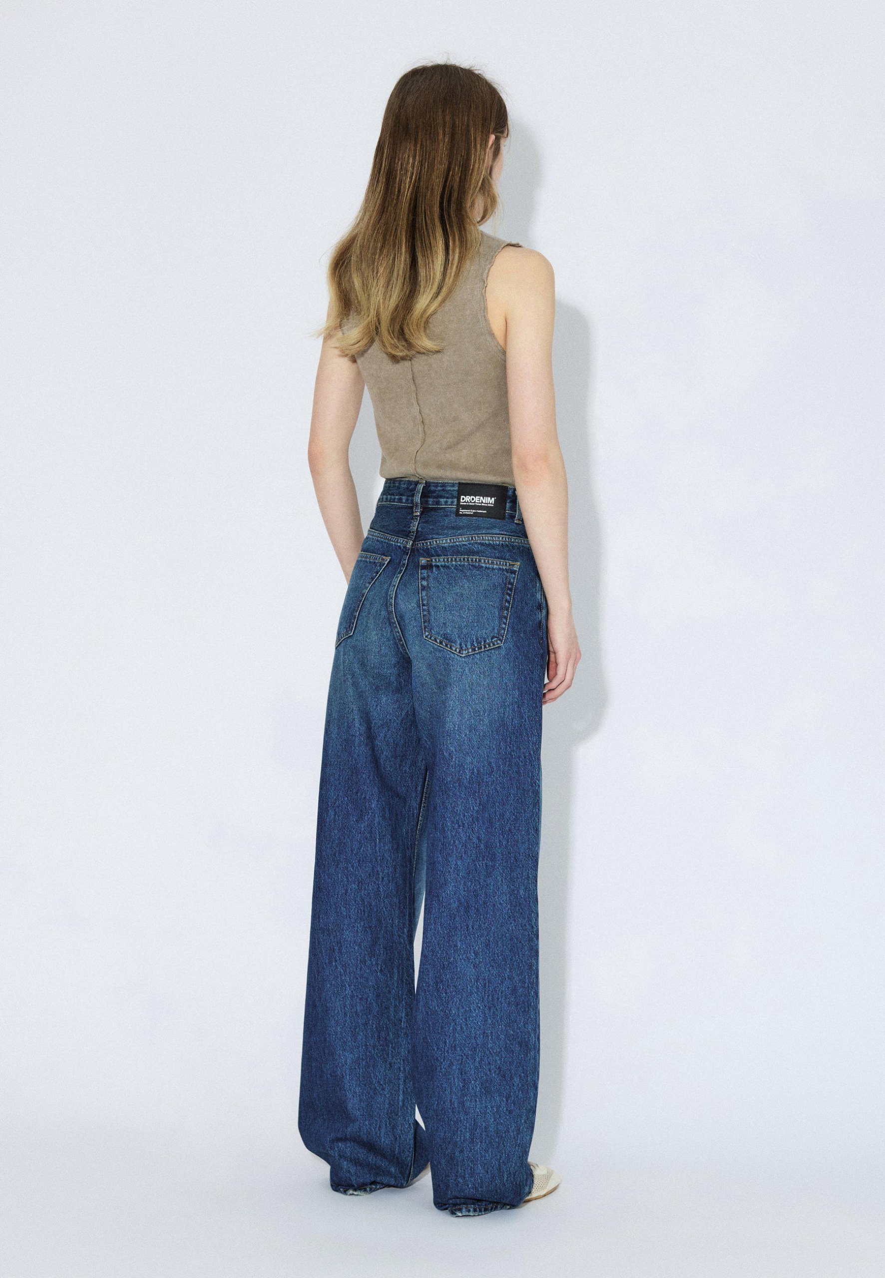 Dr.Denim Jeans Donna High Relaxed Stream Dark Fade Vintage